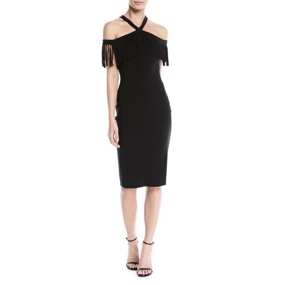 NWT Chiara Boni la Petite Robe Ema Fringe Dress Size 12 Off The Shoulder Party
